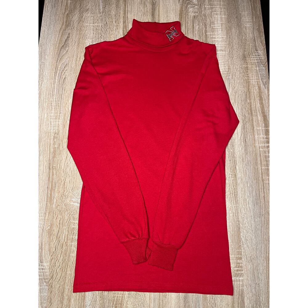 Nebraska University Majestic Longsleeve Vintage Red Y2K Turtleneck Medium